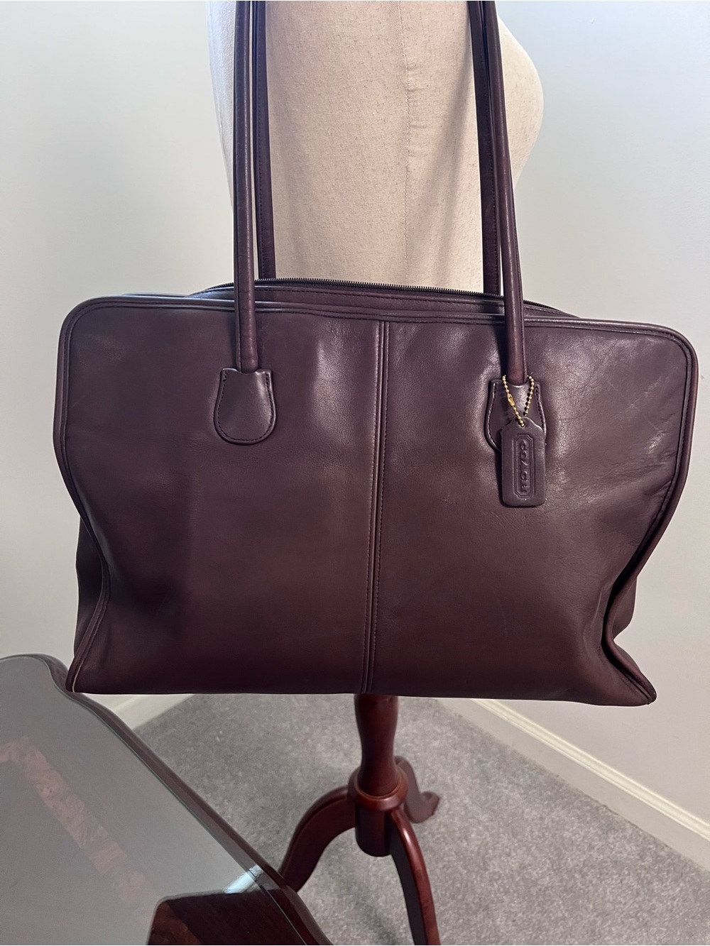 Vintage Coach Black Leather 7307 Briefcase Laptop Travel Bag Messenger